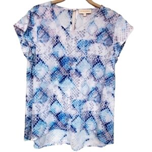CYNTHIA ROWLEY Blue Geometric Print Blouse size S